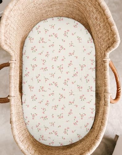 Muslin Bassinet Sheets 2 Pack, 33" x 17", (Rosy) - Image 2