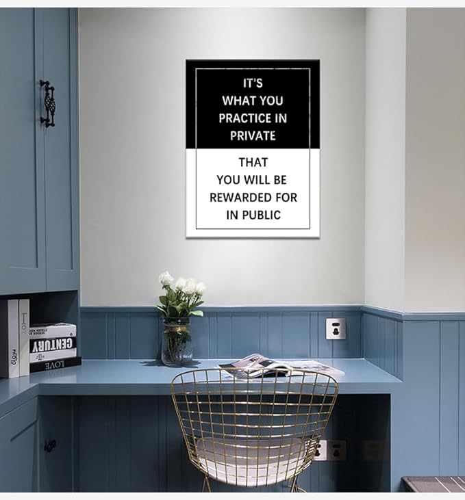 Inspirational Canvas Wall Art Practice Entrepreneur Quote Grind Exercise Motivational Poster Canvas Painting Prints Wall Pictures for Living Room Office Home Decor Framed Artwork [18''W x 24''H]
