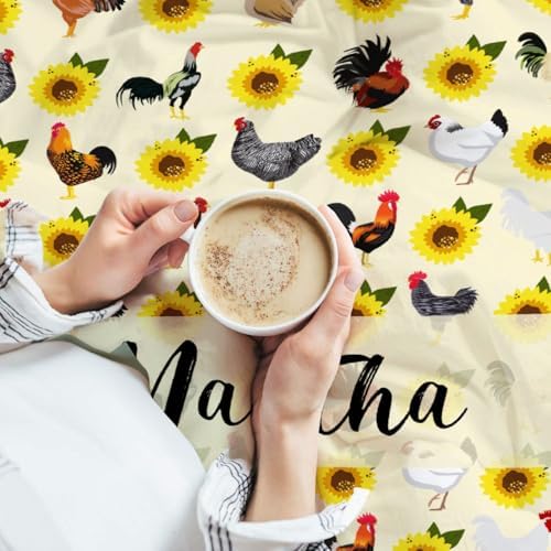 Chickens Personalized Name Blanket Gift for Boy Girl Teens, Chickens Sunflowers Custom Name Throw Blanket for Hen Chicken and Rooster Lovers Soft Lightweight 50"x60" for Teens Bed and Living Room - Image 5