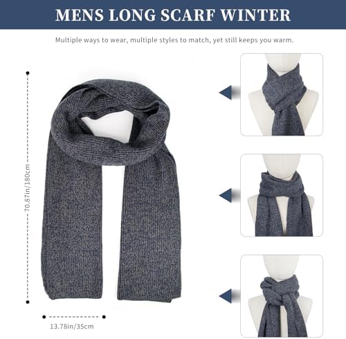 Winter Beanie Hats Long Neck Scarf for Men and Touchscreen Gloves 3PCS Set - Image 5