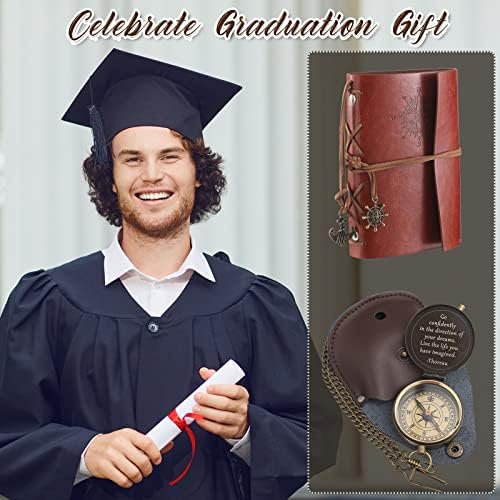 Kanayu 2 Pcs Compass Graduation Gift Compass with Stamped Leather Case and Leather Journal Notebook High School College Graduation Gifts for Him - Image 5