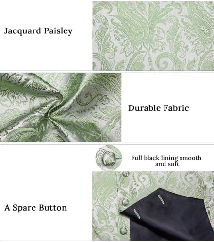 DiBanGu Mens Vest and Tie Set Formal Paisley Waistcoat and Necktie Pocket Square Cufflinks Silk Suit Vest for Tuxedo Wedding - Image 7