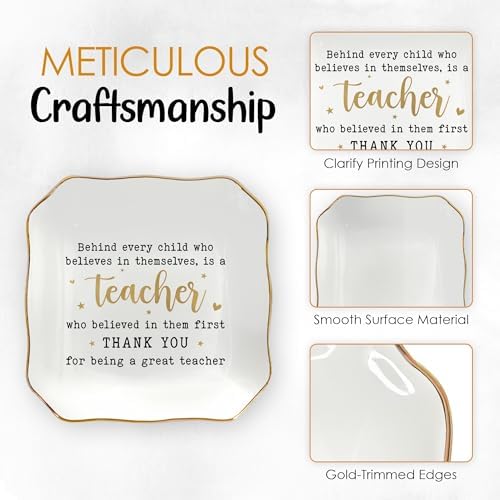 OASSIE Teacher Gifts for Women - 4"x4" Ceramic Jewelry Dish Tray - Image 4