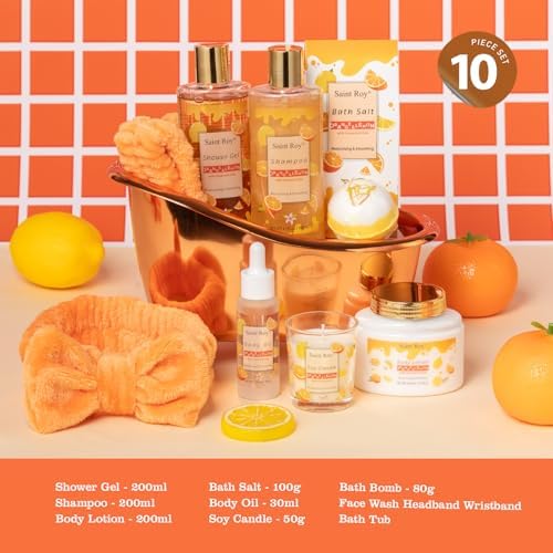 Orange spa gift set Great Gift, Spa Gifts for girls, Bath & Body care Set - Image 2