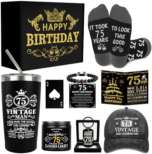 75th Birthday Gifts for Men Tumbler Set, Unique Gift for 75 Year Old Man by Asija