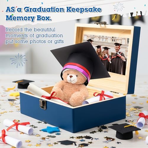 R HORSE Graduation Keepsake Wood Box, Blue Engraving Wooden Memory Box for High School Graduates, Engraved Class of 2026 Graduation Gift for Him Her Party Favor & Memory Storage - Image 4