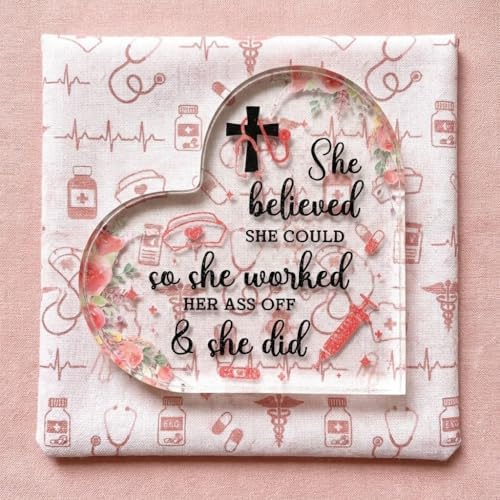 Nurse Graduation Acrylic Heart-Shaped Plaque Gift For Women, Rn Gifts For Nurses Appreciation, Birthday Graduation Nurses Week Practitioner Keepsake, New Nurses Grad Decoration, She Believed She Could - Image 5