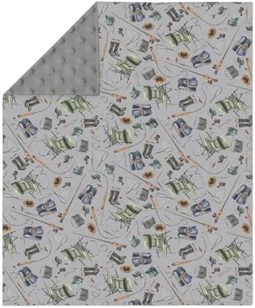 Retro Gray Fishing Gear Baby Blankets for Girl Boy Trout Fishes Soft Mink Dotted Backing Double Layer Swaddle Receiving Blanket Outdoor Fishing Lovers Gift Bed Throws for Newborn Toddler Crib 30x40 - Image 2
