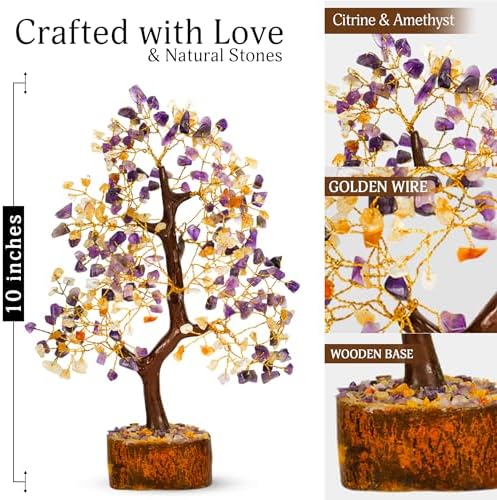 YATSKIA Amethyst Citrine Money Tree, Gem Tree, Crystal Gifts | Crystal Tree of Life Decor | Boho Home Decor | Birthday Gifts for Women | 10 Inch 300 Beads - Image 2