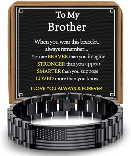 Bracelet Gifts for Men Husband Grandpa Son, Stainless Steel American Flag Watch Link Bracelet Unique Birthday Anniversary Jewelry Gifts by VULETO