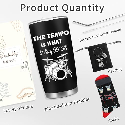 Drummer Gifts for Men and Women, Travel Tumbler Gift Set for Musicians - Image 3