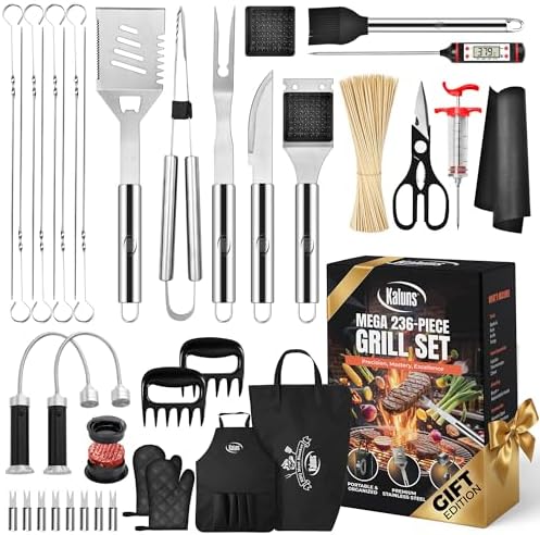 Kaluns 236 PCS Ultimate Grill Master Gift Set – Complete BBQ Accessories Kit with Virtually Everything Needed for Grilling, Smoking & BBQ by Kaluns%C2%AE