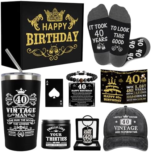 40th Birthday Gifts for Men Tumbler Set, Unique Gift for 40 Year Old Man by Asija