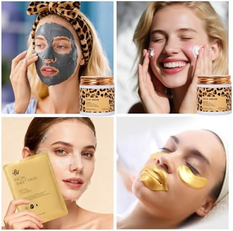 Gifts for Women, 32 Pcs Leopard Facial Skin Care Gift Set for Women, Home Spa & Self-Care Gift Kit, Bath and Body Gifts Basket Set, Face Sheet Mask, Wife, Birthday, Christmas, Valentines, Anniversary - Image 3