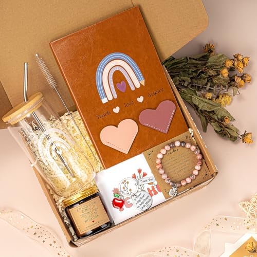 Teacher Appreciation Gifts for Women, Thank You Gifts for Teachers from Students – Teachers Day, End of Year, Graduation, Retirement, Birthday Gift Basket with 16oz Drinking Cup, Journal(Brown) - Image 2
