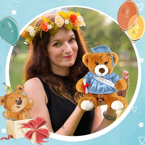 Foilswirl Graduation Bear 2026 with Gown Cap Tassel 14” Sky Blue Graduation Stuffed Animal Plush Bear Toy for Class of 2026 Prek Preschool Kindergarten High School College Graduate Gift - Image 4