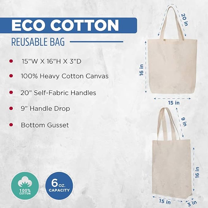 shop4ever Personalized Custom Design Your Own Eco Cotton Tote Reusable Shopping Bag Customizable Gift