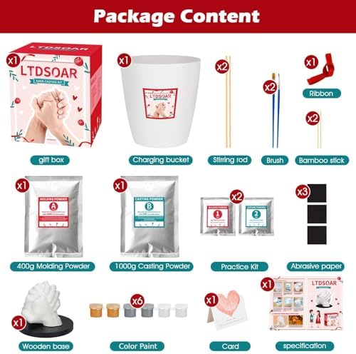LTDSOAR Hand Casting Kit for Couples & Family with Practice Kit with Base - Image 6