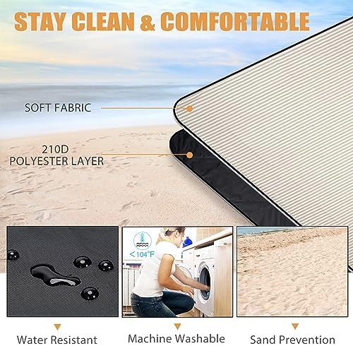 G GOOD GAIN Waterproof Picnic Blankets Outdoor Machine Wash, Sand Yellow - Image 4