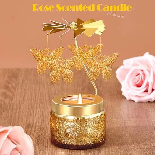 Curimama Rose Butterfly Rotating Scented Candle Gift for Women Mom - Image 2