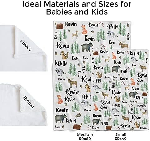 MDPrints Woodland Personalized Baby Blankets for Boys, Personalized Baby Gifts with Name, Customized Baby Blanket, Newborn Boy Gift, Soft Fleece - Image 5