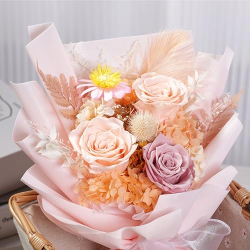 Lovenfold Preserved Flowers Bouquets for Delivery, Champagne Rose Bouquets that Last 1-3 Years, Birthday Gifts for Women Mom Grandma Wife Friends - Image 5