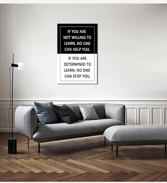 Inspirational Wall Art for Office Determined to Learn Entrepreneur Quote Positive Motivational Poster Canvas Painting Prints Wall Pictures for Living Room Home Decor Framed Artwork [24''W x 36''H]