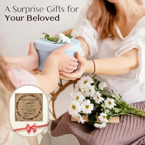 Inspirational Christmas Bracelet Gifts for Women: Healing Natural Stone Bracelet - Thinking of You Get Well Soon Birthday Gifts for Friend Sister Bestie BFF - Image 6