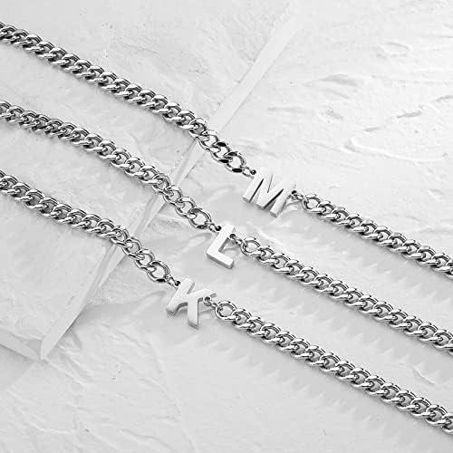 DuoDiner 18+2" Initial Necklace for Men Boys Gifts A-Z Cuban Link Chain - Image 6