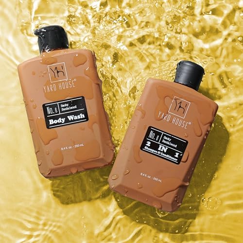YARD HOUSE Luxury Mens Bath and Body Gift Set Basket For Him - Smoky Sandalwood - All Natural Skin Care Kit For Men w. Full Size Body Wash, Facial Scrub, Body Lotion, Deodorant in Leather Toiletry Bag - Image 4