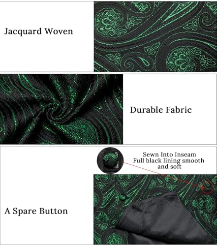 DiBanGu Mens Vest and Tie Set Formal Paisley Waistcoat and Necktie Pocket Square Cufflinks Silk Suit Vest for Tuxedo Wedding - Image 5