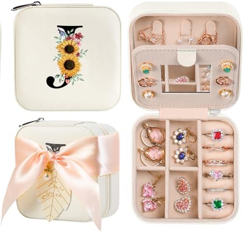 AYGXU Travel Jewelry Box for Women and Girls - Small Case With Initial A-Z - Teacher Gifts by AYGXU