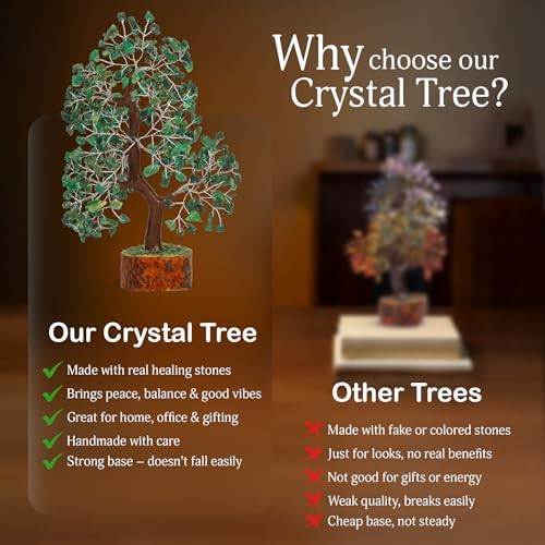 YATSKIA Green Aventurine Crystal Tree | Gem Stone Tree Table Decor | Feng Shui Decor | Crystal and Stone Decor | Birthday Gifts for Women | 10 Inch 300 Beads - Image 6