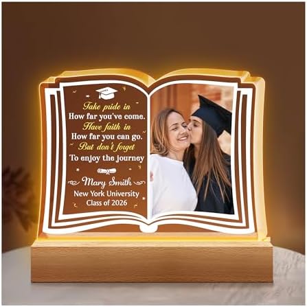 Hyturtle Personalized Graduation Night Light - Custom Night Light with Picture - Graduation Plaque Inspirational College Grad Gifts for Daughter from Mom - Senior 2026 Graduation Gifts Her Him by Hyturtle