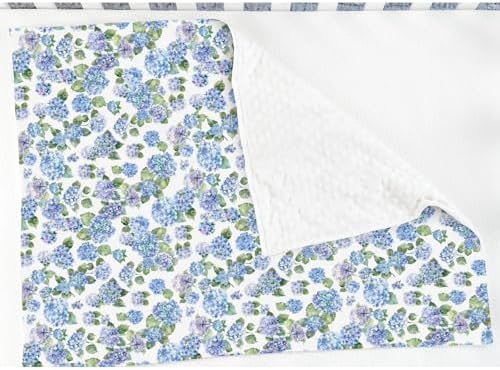 Blue Hydrangea Floral Baby Blankets for Girl Boy Spring Summer Wildflowers Soft Mink Dotted Backing Double Layer Swaddle Blanket Floral Blooms Spring Bed Throw for Newborn Infant Toddler Nursery 30x40 - Image 3