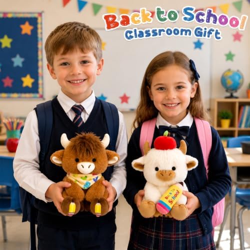 Classroom Highland Cow Plush-Back to School Gift “ABC” Handkerchief Decor - Image 5