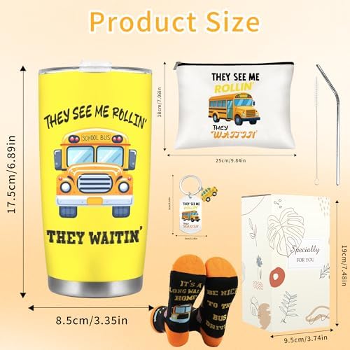 CRASHOT School Bus Driver Gifts, Travel Tumbler Appreciation Gift Set - Image 2