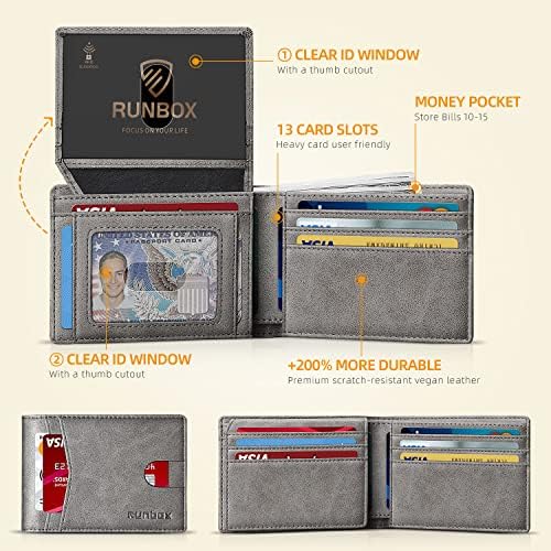 RUNBOX Wallet for Men -Slim Rfid Leather Mens Bifold Novelty Wallets 2 ID Window With Gift Box Men's Accessories - Image 2
