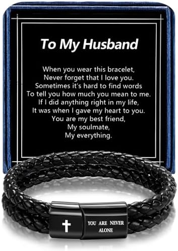 Christian Bracelet for Men, Bible Verse Leather Cross Gift for Men - Image 2
