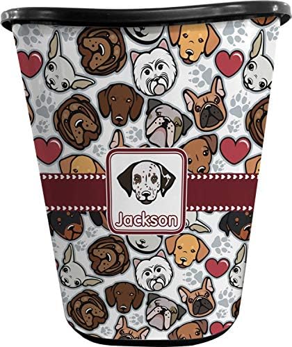 Personalized Dog Faces Waste Basket - Single Sided (Black) by Unknown