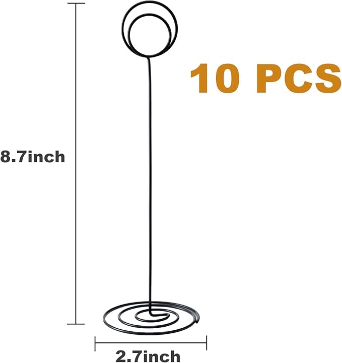 Hoewina 10Pcs Place Card Holder, Table Number Holders, Wire Picture Holder, Table Card Holders Stand, Photo Holder for Centerpieces, Wedding Reception, Party, Birthday (Black)