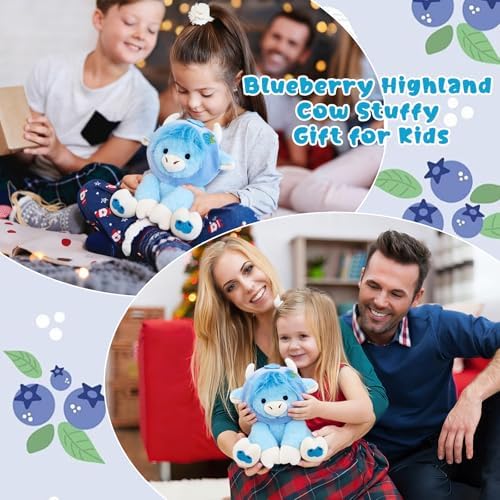 Blueberry Highland Cow Plush Toy-8inch Highland Cow Stuffed Animal - Image 5
