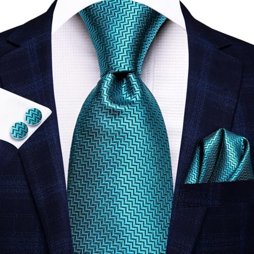 Hi-Tie Lot 5 Pcs Gift Box Mens Tie Set Necktie with Pocket Square Cufflinks Silk Neck Tie Collection - Image 7