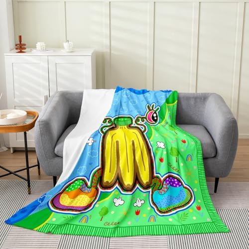 Erosebridal Banana Flannel Blanket 40x50 Inch Cartoon Eyeball Fleece Blanket Bottle Cap Funny Cloud Fuzzy Plush Throw Tulip Stars Trees Shoes Living Room Decor by Erosebridal