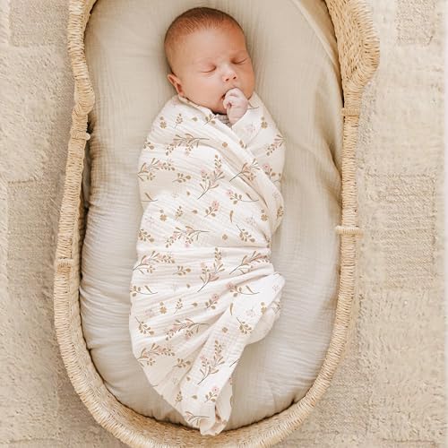 Konssy Muslin Swaddle Blankets, 100% Cotton Receiving Blankets, 47"x 47" - Image 3