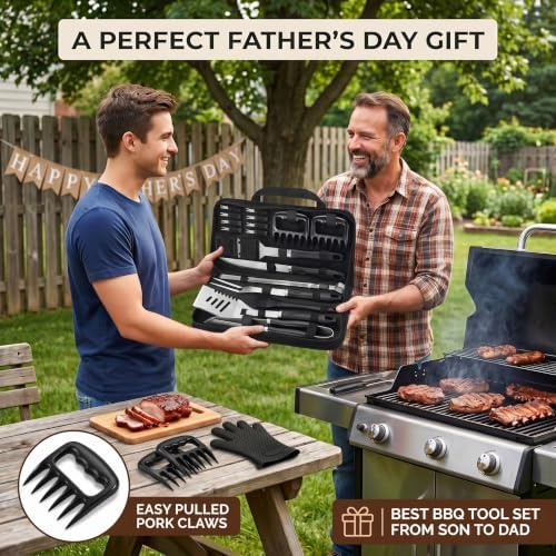 Romanticist 23pcs Stainless Steel BBQ Grill Tools & Accessories Kit, Black - Image 2