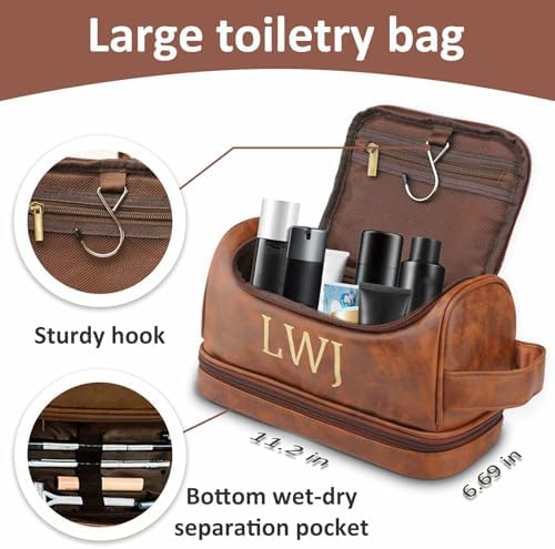Sparklove Personalized Gifts for Men Toiletry Travel Bag, Custom Engraved Shaving Kit, Thoughtful Gifts for Dad Husband Groomsmen Son on Anniversary Father's Day Birthday - Image 2