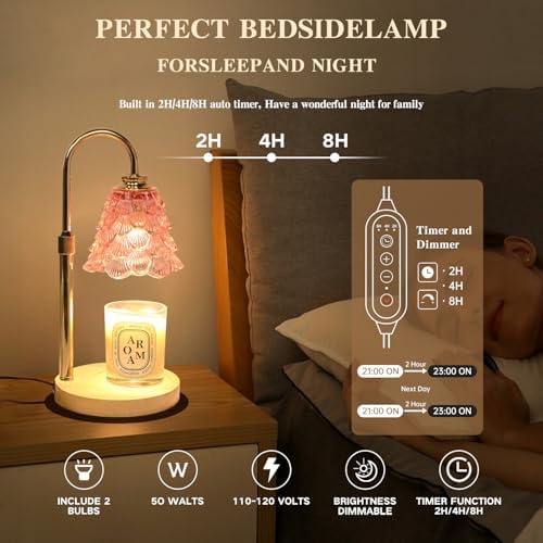 GEEZO Fragrance Candle Warmer Lamp，Electric Candle Warmer with Timer & Dimmer，Mom Christmas Birthday Gifts for Women, House Warming Gifts New Home Bedroom Decor - Image 4