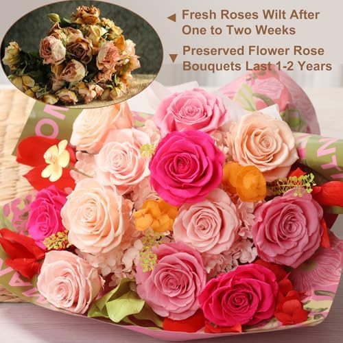 Lovenfold Flowers for Delivery Birthday Flowers Gift for Her,Preserved Flowers Bouquet 12 Roses Mixed Bouquet,Rose Gifts for Women Mom Grandma(Mixed 12 Champagne Roses) - Image 4