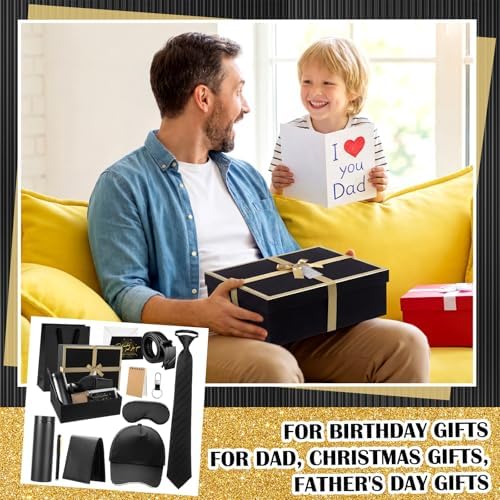 AmazingSpark 12 Pcs Men Gift Basket Tumbler Wallet Hat,Large Bow Gift Box - Image 5